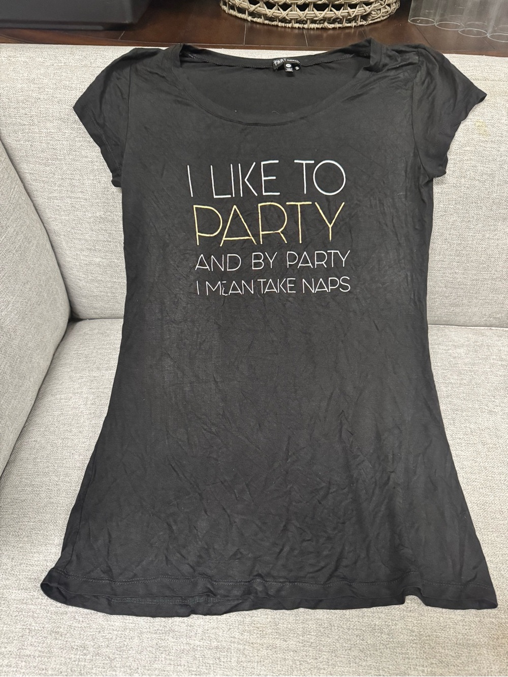 Tart Black Graphic Sleep Tee - 'I Like to Party'